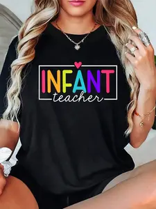 Infant Teacher Daycare Provider Childcare Teacher Summer Casual Shortsleeve Cotton T-Shirt