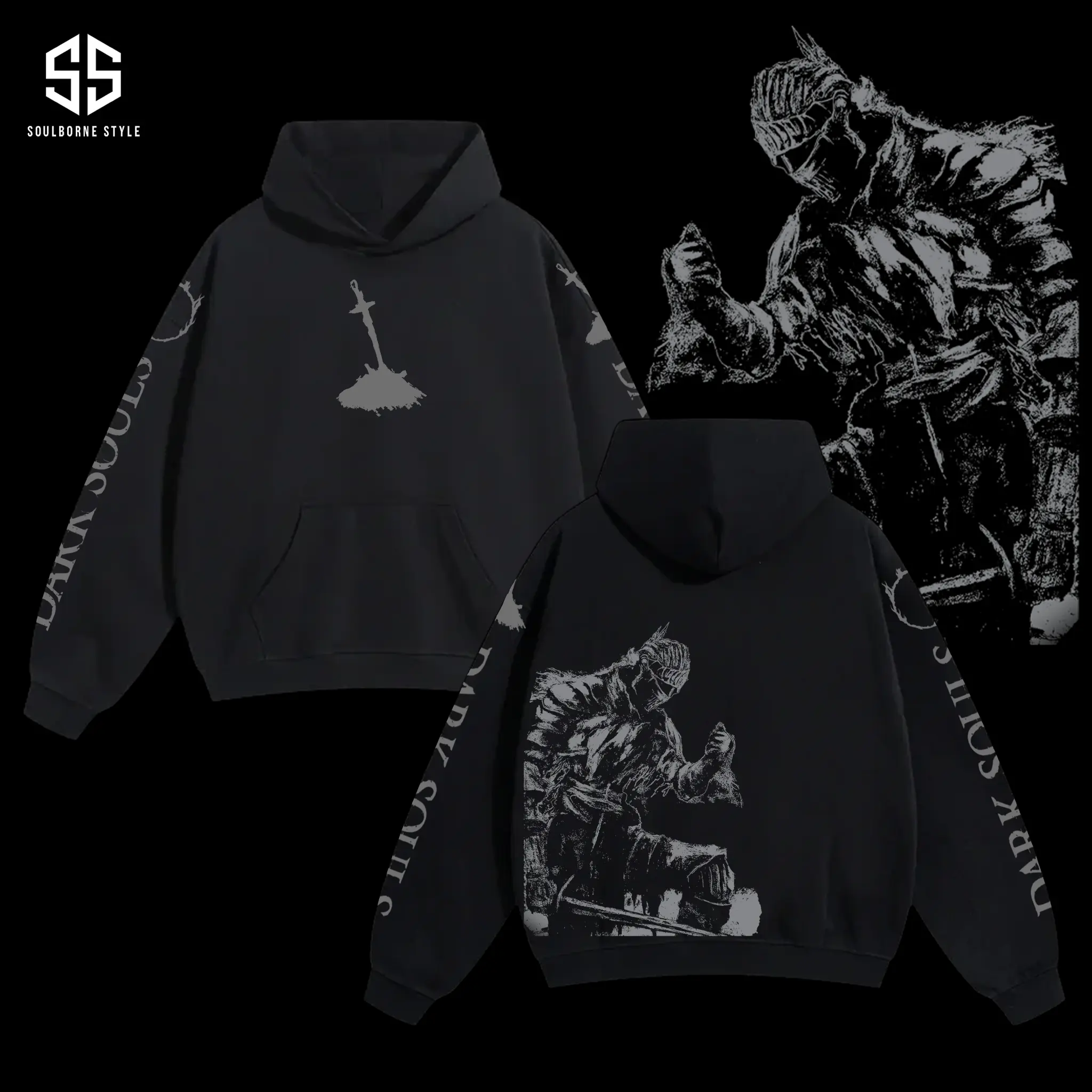 [Soulsborne Style] Vintage Soul of Cinder Gwyn - Dark souls Unisex Hoodie, Soulsborne Gaming Apparel, Game Shirt, Video Game Clothes, Boy Merch, Gift For Him, Gift For Her, Soulslike Streetwear