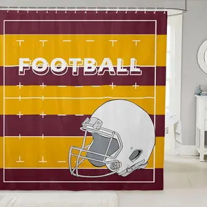 Football Fans Gifts Waterproof Bathroom Curtains Kids Football Court Shower Curtain, Sports Ball Game Bathroom Accessories,