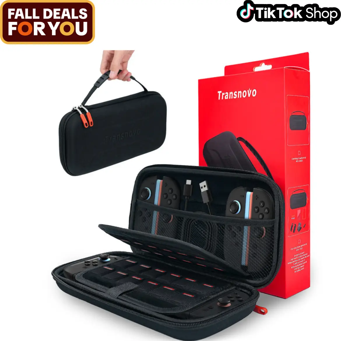 [FALL DEALS FOR YOU] Transnovo Carrying Case Compatible with New Switch 2, Hard Shell Travel Single Case or Case Bundle Kit with 24 Game Card Slots, J
