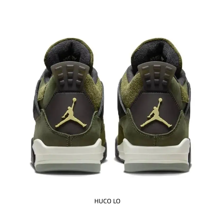 Brand new Old-school basketball trainers Matte Olive GreenShock absorbing midsole Daily street fashion styleGeometric side panel design Young fashion guys