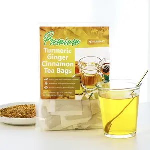 Premium Turmeric Ginger Cinnamon Tea Bags 100% Natural Eco-Friendly Keto Friendly Sugar-Free Caffeine-Free Gluten-Free Vegan Healthy Digestive Tea Beverage Herbal
