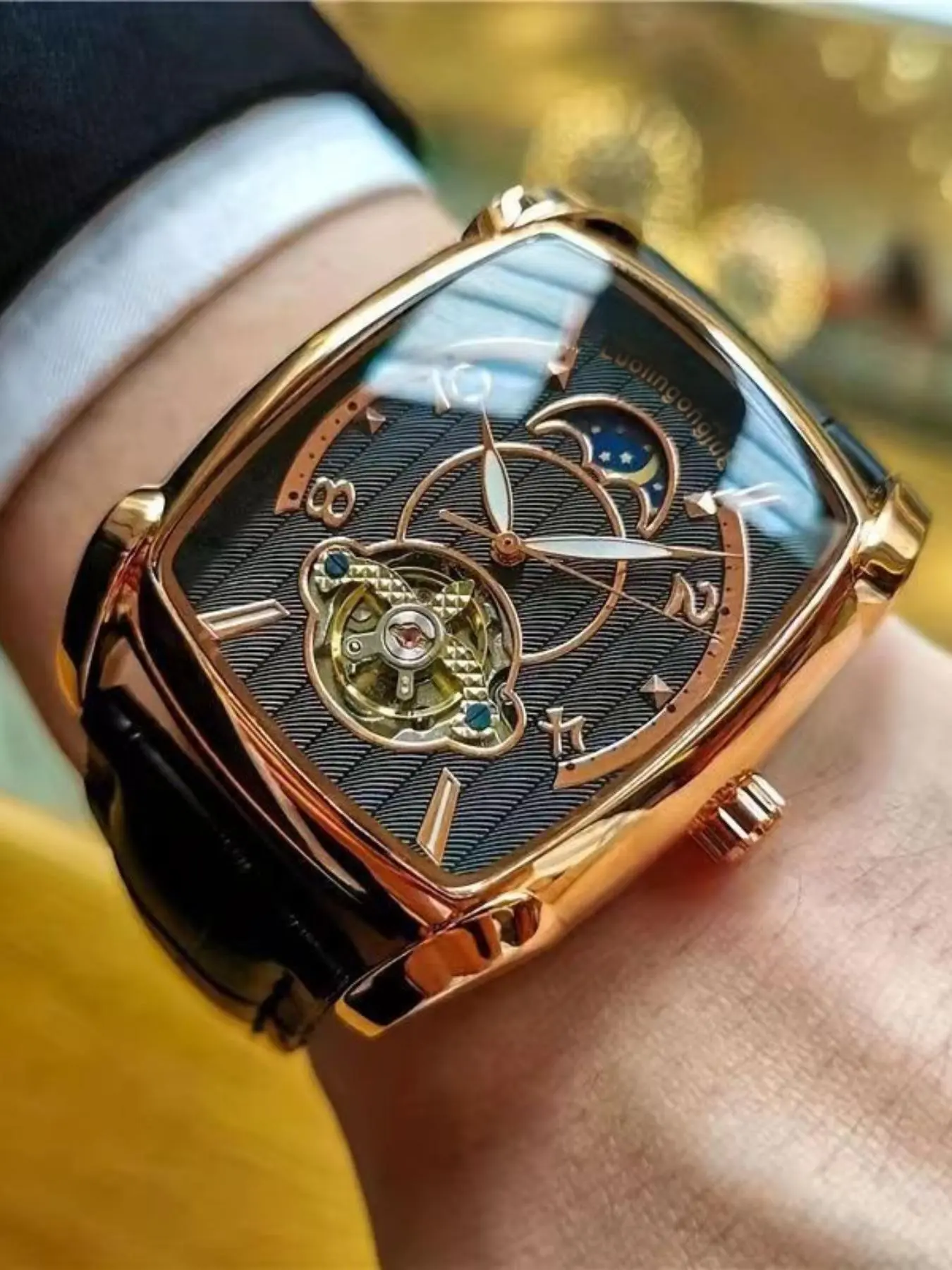Men's Business Fashion Mechanical Watch, Fashion Waterproof Watch for Party, Daily Clothing Decor, Trendy All-match & Exquisite Watch for Birthday Gift with Box