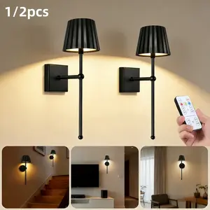1pc/2pcs Smart Touch Dimmable USB- Rechargeable LED Wall with Remote Control, 3 Color Temperatures (CT), Timer, USB-Metal Wall Sconce, Home Decor Light for, Office, Plug-and-Play Installation, Low Voltage Operation (<36V)