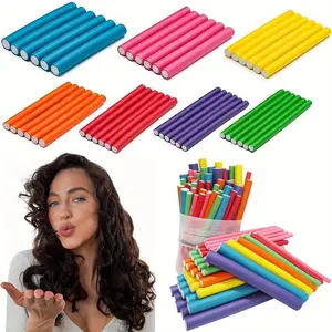 10 No Heat Curlers for Women and Girls, Soft Foam Sleep Curling Rods, Random Colors, Suitable for All Hair Types, Overnight Styling Tool