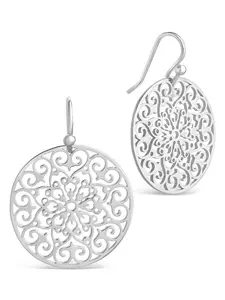 Sterling Silver Round Filigree Dangle Earrings