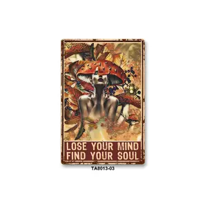 Vintage 8x12 Inch Wall Hanging Tin Decor, interesting printed pattern & funny quote High quality print metal plaque, 2D Flat retro style for bar, clothing store & home, great gift idea