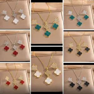 Necklace & Earring Set -Clover Designs - **Multiple Colors**
