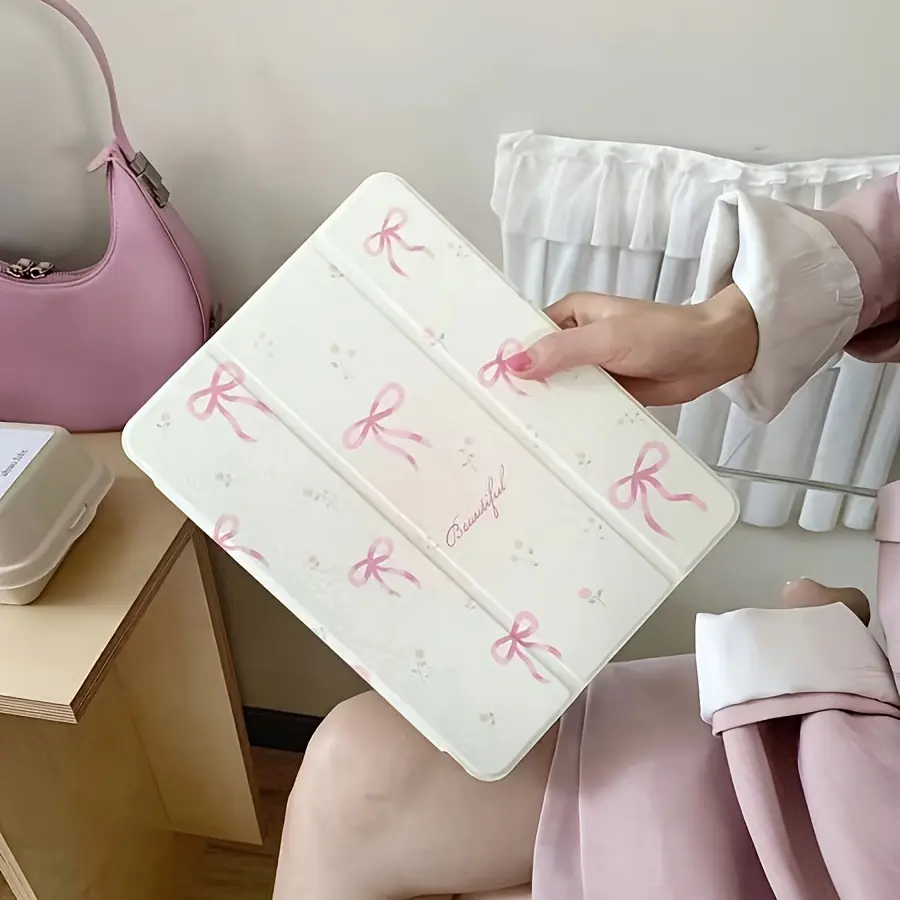 1 Piece Pink Mirror Bow Tablet Case for iPad 10.9" / 10.2" / Air 5th Gen / Pro 11" / 10th Gen / 9.7"