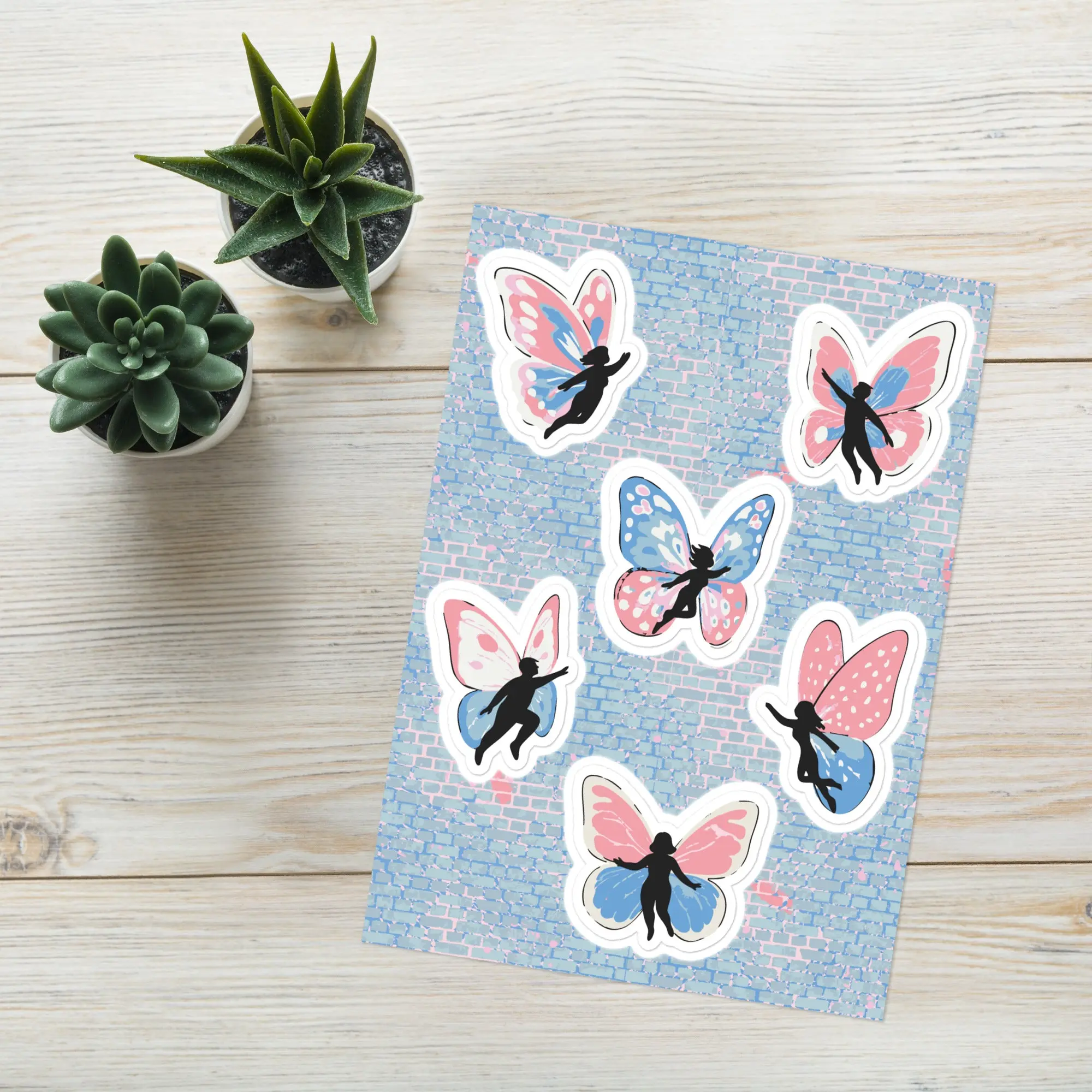 Transcendence Becoming – Trans Pride Butterfly Sticker Sheet