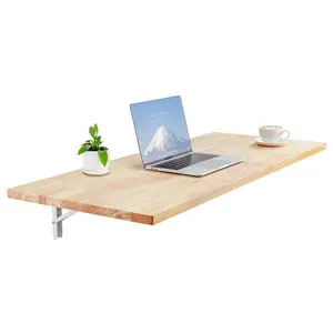 VEVOR Wall Mounted Folding Table, 31.5x 23.62 Wall Mount Drop Leaf Table, Wooden Floating Desk with Iron Bracket, Fold Down Desk for Small Spaces, Home Office, Dining, Laundry Room, Kitchen, BarVEVOR Super Brand Day