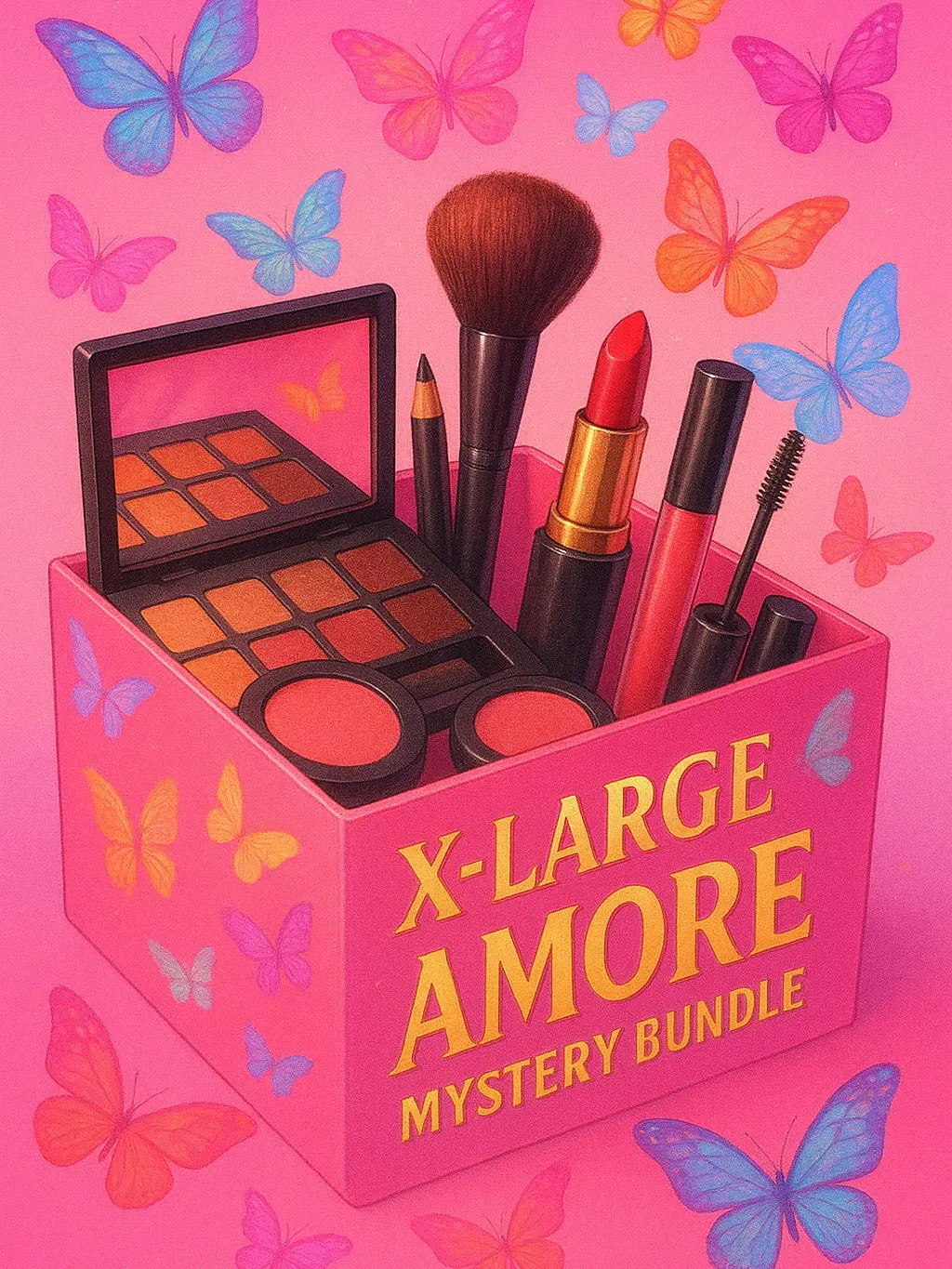 Amore Beauty 4.5lb Mystery Makeup Set - 10-18 Full-Size Items: Cosmetics, Skincare, Tools (Lipstick, Eyeshadow, Mascara, Face Products) for Youthful Look Enhancement, Multi-Pack, Makeup Bundle, Beginners And Pros, Beauty Journey, Effortless Look Enhanceme