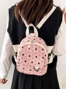 Cute and sweet printed mini backpack, Y2K portable backpack, with adjustable shoulder straps and zipper, can be used as a phone bag, lipstick bag, key bag, lightweight casual backpack, multifunctional minimalist backpack