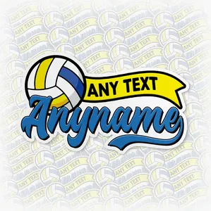 Custom Name Volleyball Sticker Personalized Customized Volleyball Name Player Sport Lover Waterproof Die-Cut Vinyl Sticker for Water Bottle, Kindle, Laptop, Kindle Stickers Gift for Her Him A
