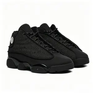 New Retro Black Cat High-Top Basketball Shoes for Men Classic Look Black Color High-top Style Ideal for Basketball Games and Casual Wear(Do not purchase the free item.)