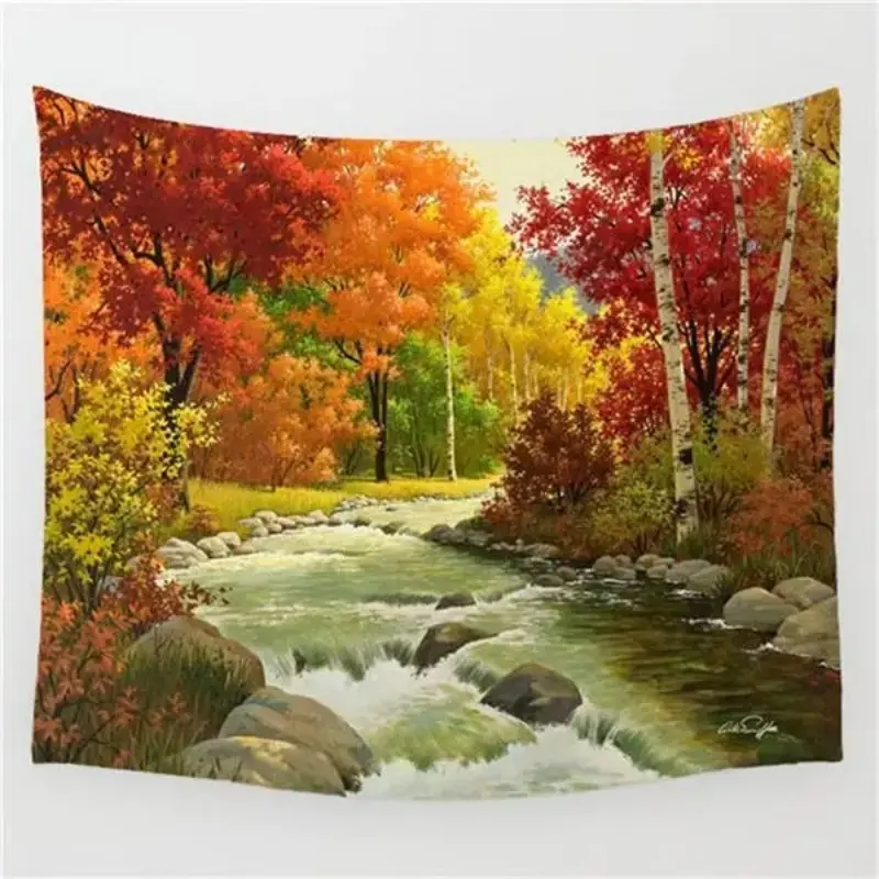 1Pc New Jade Garden Printed Tapestry Wall Hanging Polyester Tapestry , Tablecloth , Dustproof Cover