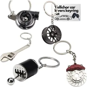 5pc Car Lovers Key Chain Set - Manual Gear Shifter |   Wheel Rim |   Spanner |   Turbo |   Brake Disc keychain |   Automotive Accessories |   Auto Vehicle Enthusiast Gift Set |   Car Truck Bike |   Car Parts Keyring