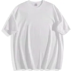 Men's 100% Cotton Basic White Tshirt, Unisex Oversized Casual Crew Neck Short Sleeve Plain Top, Soft Breathable Minimalist Streetwear Classic Tee