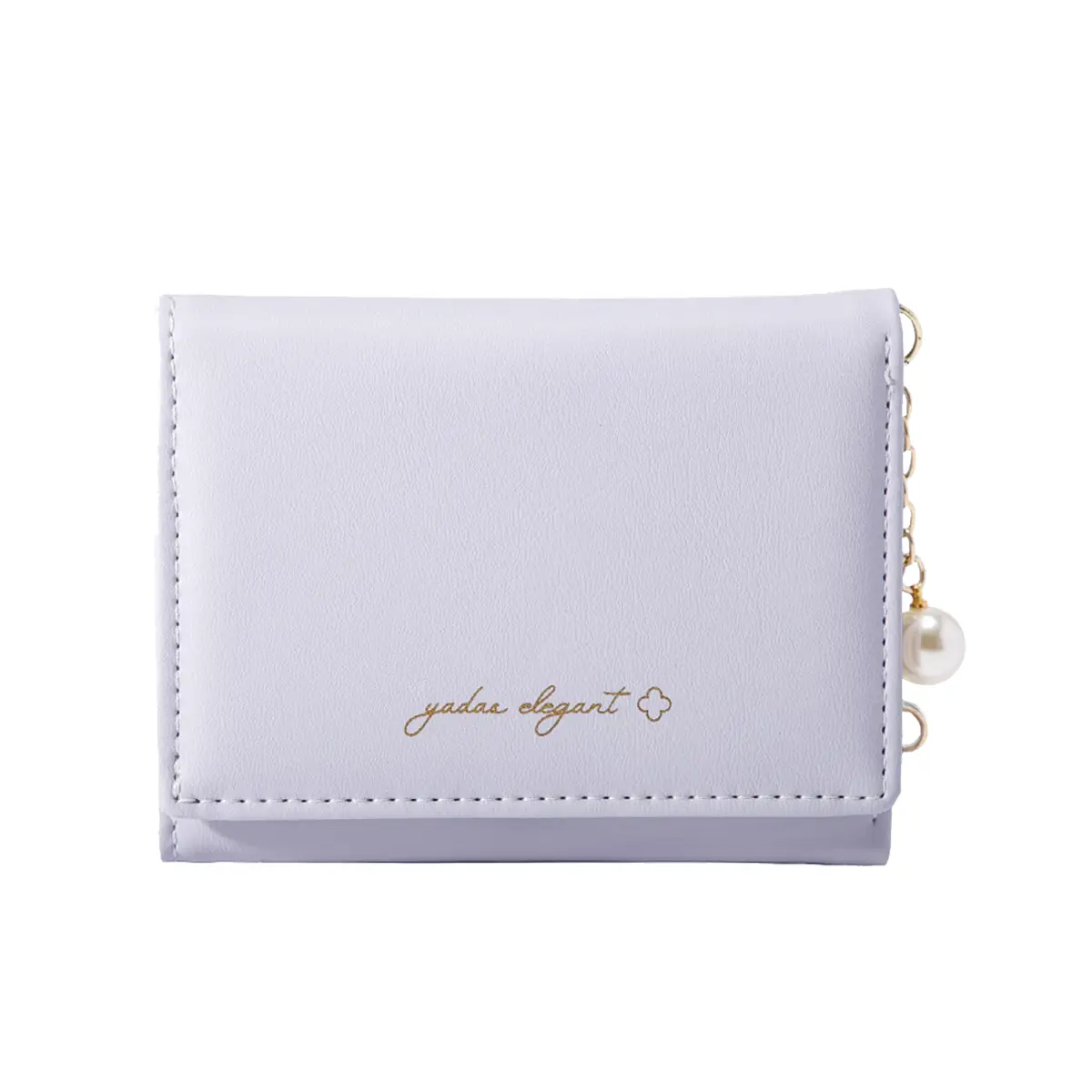 Girls Small Wallet Cute Wallet with Pearl Chain Cash Credit Card Holder ID Window for Women