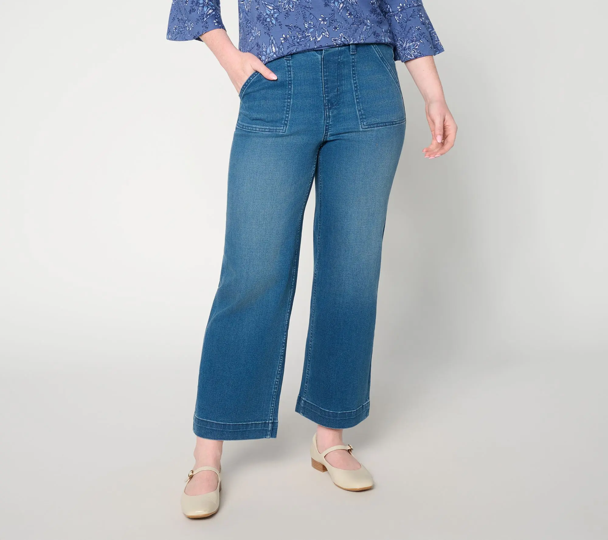 Denim & Co. Regular So Soft Denim Wide Leg Ankle Jeans