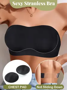 Women's Sexy No-Shoulder Strapless Push-Up Bra, Invisible Anti-Slip Stable, Detachable Straps, Multi-Wear, Casual Daily Wear & Party