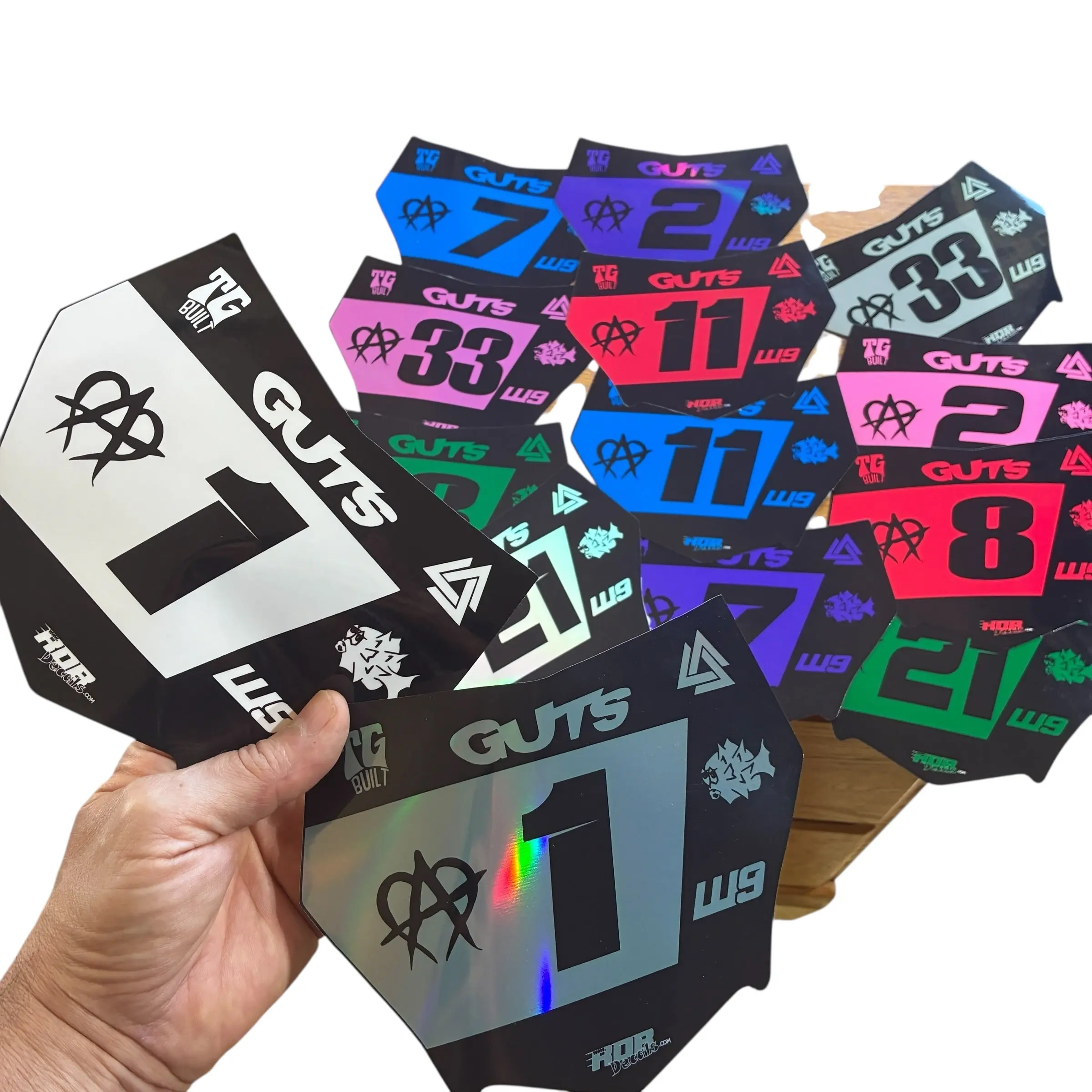 MotoCutz Plate Decal 👉 Choose Number & Color  — 7 Logo Design