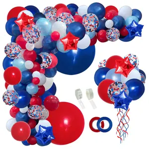 140PCS Navy Blue Red White Balloon Garland Kit for Graduation 4th of July Patriotic Birthday Decor