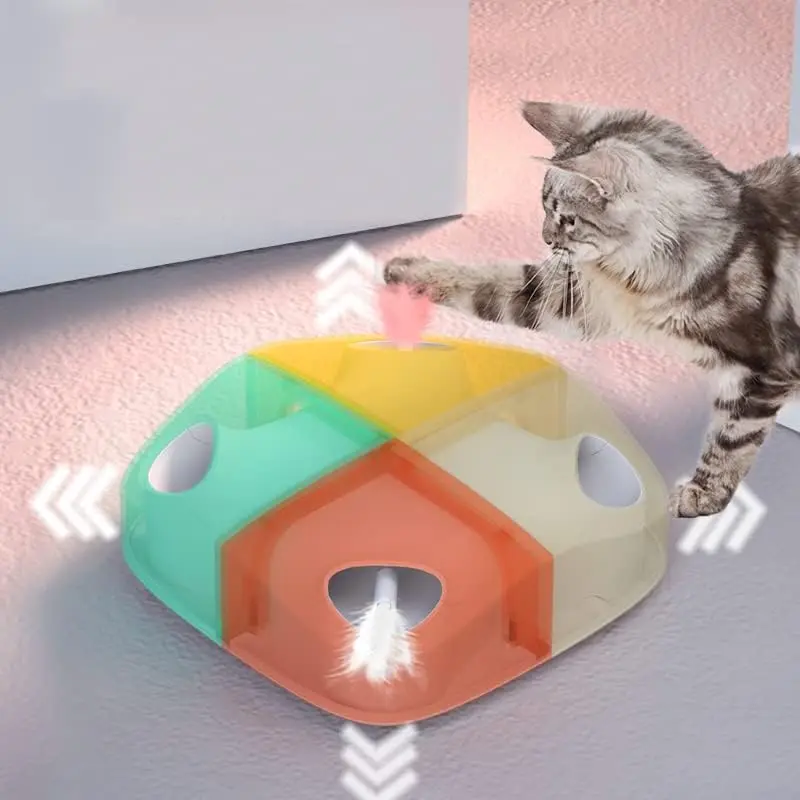 Automatic Interactive Cat Feathers Toys for Indoor Cats,Whack a Mole Electric Feather Moving Smart Toy,Motion Activated USB Rechargeable Cat Teaser
