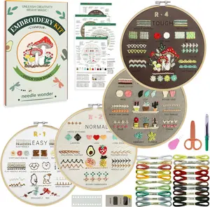 4 Stage Embroidery Kit for Beginners Adults, Easy to Learn 38 Different Stitches from Instruction & Video, Needlepoint Kits for Adults with...