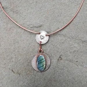 Labradorite Half Dollar Necklace (Adjustable Length 14-19 Inches)