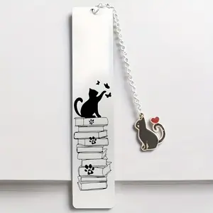 Stainless Steel Carved Cartoon Cat Bookmark, Cute Curious Kitten Design, Perfect Gift for Cat Lovers Readers Teachers Students Seniors