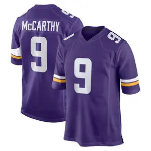 Minnesota McCarthy 9 Purple/White Football Player Game Jerseys, Sports Stitched T-shirts Top for Men Women Youth Boys Girls