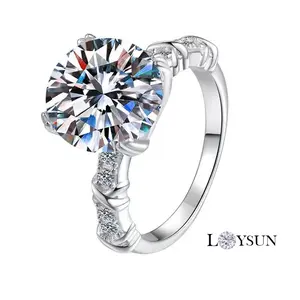Loysun jewelry 5 Carat Moissanite/Gem-Grade Zircon Ring for Women, X-Cross Design, D Color Lab Diamond, S925 Pigeon Egg Style, Fashion Statement Jewelry