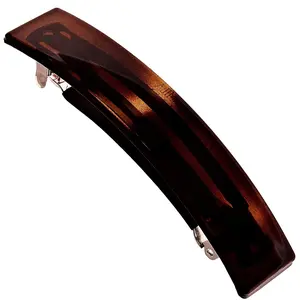 Paris AD822 French Hair Barrette Clip for Girls, Tortoise Shell Rubberized Metal Clasp, Strong Hold Grip Hair Clips for Women, No Slip Durable Styling Girls Hair Accessories, Made in France