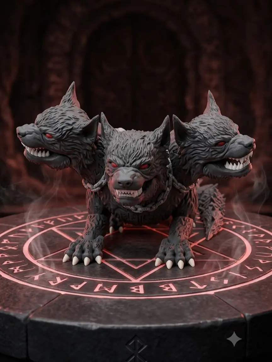 Articulated Cerberus 3D Printed Figure - 20cm Mythological Three-Headed Dog Model, Fidget Toy, Fantasy Home & Desk Decor