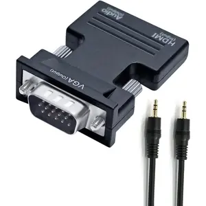 Directional HDMI to VGA Adapter with 3.5mm Audio Port (Laptop HDMI Source Output to VGA TV) for Old Computer Monitor PC Projector 1080P Video (Female HDMI in, Male VGA Out)