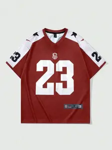 Men's Summer V-Neck Basketball Shirt, Street Style 23 Number Design, Quick-Dry Breathable Fabric, Stretchy, Suitable for All Body Types