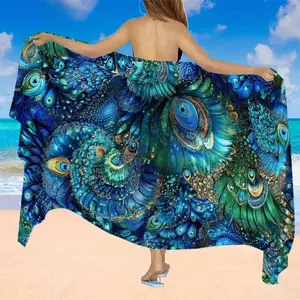 Luxury Peacock Feather Print Oversized Beach Towel 29.53"×59.06"(75×150cm), Exotic Bohemian Style Quick Dry Sand Free Super Soft Absorbent Pool Towels for Beach Spa Travel Camping Holiday Gifts Essentials