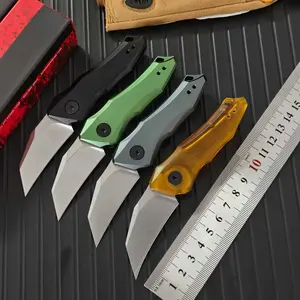 KS7350 Mini Outdoor Folding Knife Compact EDC Pocket Knife Aluminum Alloy Body Self Defense Keychain Portable Utility Blade for Men Women Camping Hiking Travel