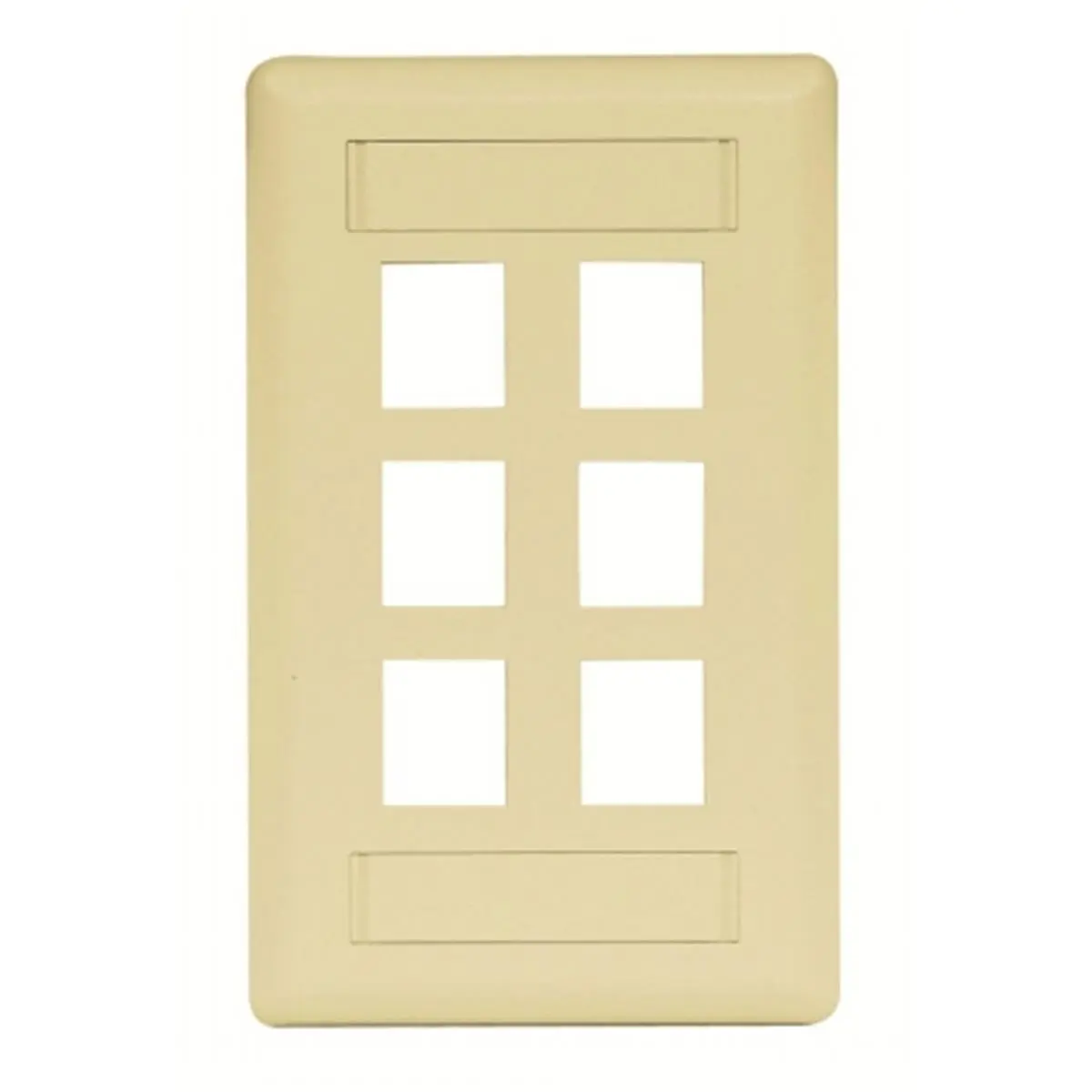 6 Port Rear Loading Single Gang Face Plate, Electric Ivory