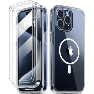 Magnetic for IPhone 16 Pro Max Case with Screen Protectors, Compatible with MagSafe, Military Grade Drop Protection,15 Plus 14 13 12 11 Cases, Clear ip16 phone case Cover Protective Casing Smartphone