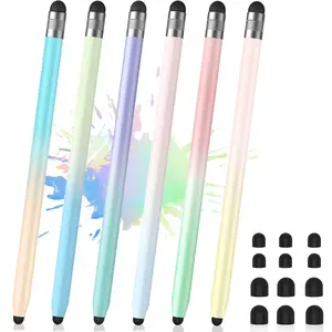 6 count Stylus, Stylus Pen for Touchscreen, 2-in-1 Stylus Pen for iPad,  and Sensitivity Double Rubber Tips, Compatible with iPad//Android Tablets and Touch Screen (6 Gradient Colors)