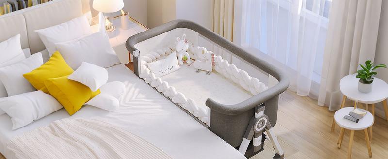 3-in-1 Baby Bassinet & Bedside Sleeper for Newborns (0–6 Months), Adjustable Height Crib with Wheels, Foldable Portable Infant Cradle with Breathable Mesh & Mosquito Net new gifts folding bed sidesleeper design