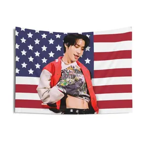 Enhypen Jake Abs Flag Banner Wall Art Hanging College Dorm Boys Girls Bedroom, Enhypen Jake Kpop American Flag Tapestry, Enhypen Jake Kpop Merch Decor, Gift Ideas for Engene Kpop Fan