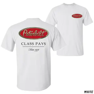 Peterbilt Graphic T-Shirt, Features Classic Peterbilt Oval Logo With “Class Pays Since 1939” Text On Back And Small Peterbilt Logo On Chest, Trucking Theme Unisex Casual Tee, Gift For Truck Drivers, Top Workwear Streetwear Casual