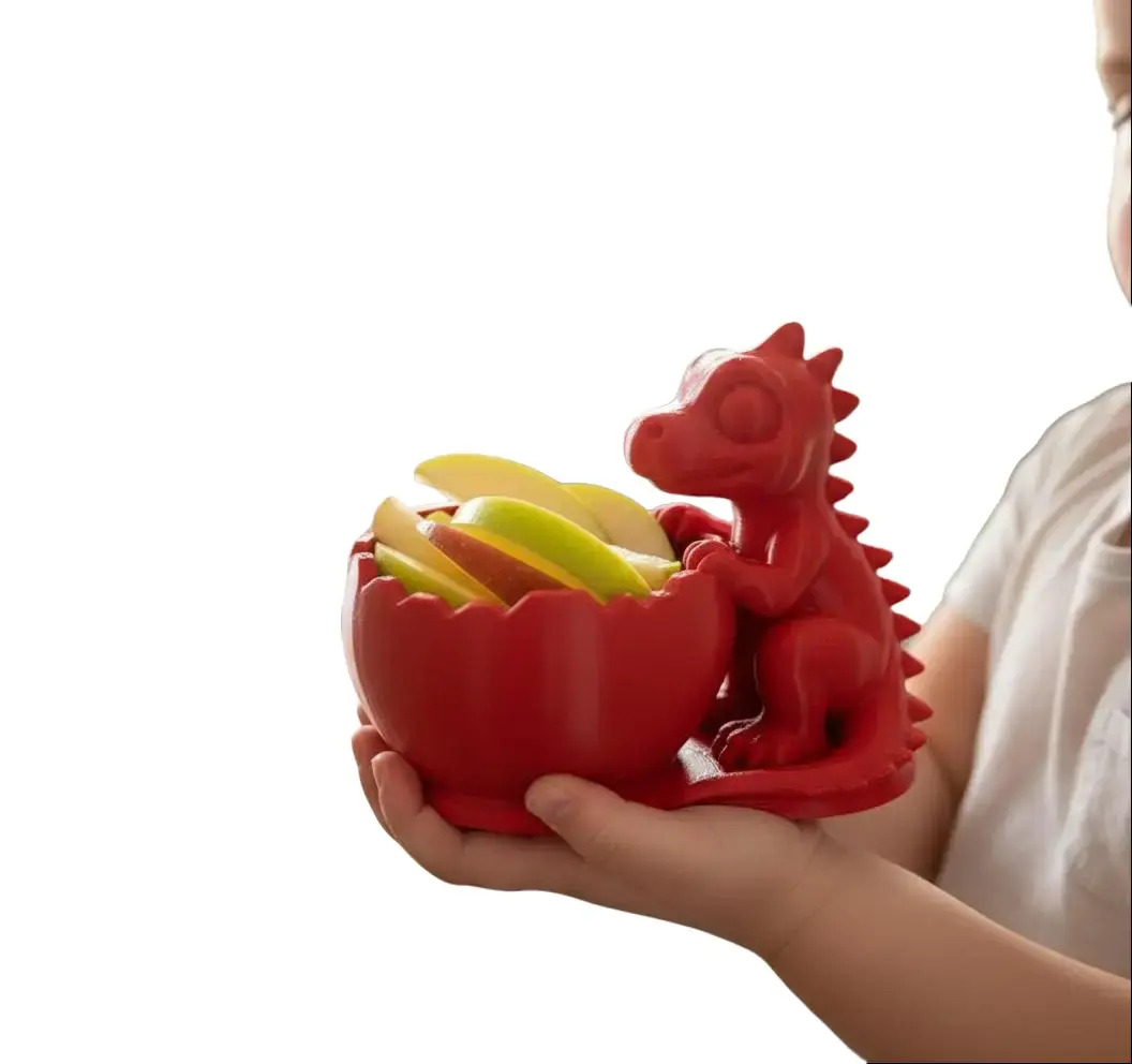 Roaring Fun Dinosaur Plastic Bowl - Thick Kids' Kitchen Tableware, 4" Diameter × 3" Deep/5" Tall × 7" Deep × 4" Wide, Hand Washable for Child & Adult Snack Time, Candy Dish