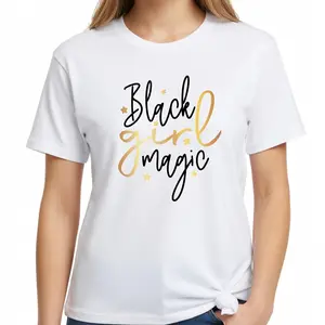Black Girl Magic T-Shirt Melanin Pride Graphic Tee Empowered African American Women Short Sleeve Apparel Aesthetic Afrocentric Queen Gift Fashion Top Viral Trendy Cultural Excellence Statement Streetwear Shirt Ultra-Soft Comfy Fabric Womenswear