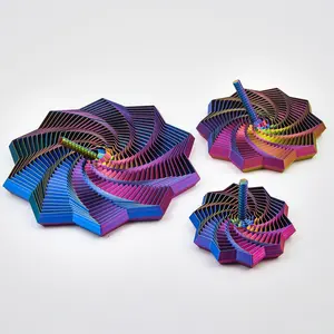 3D Printed Expanded Sensory Fidget Star with Handle, Colorful Fractal Hexagon Whirling Spiral Star Shaped Fidget Toys for Stress-Relief, Gifts for Holiday,, Birthday