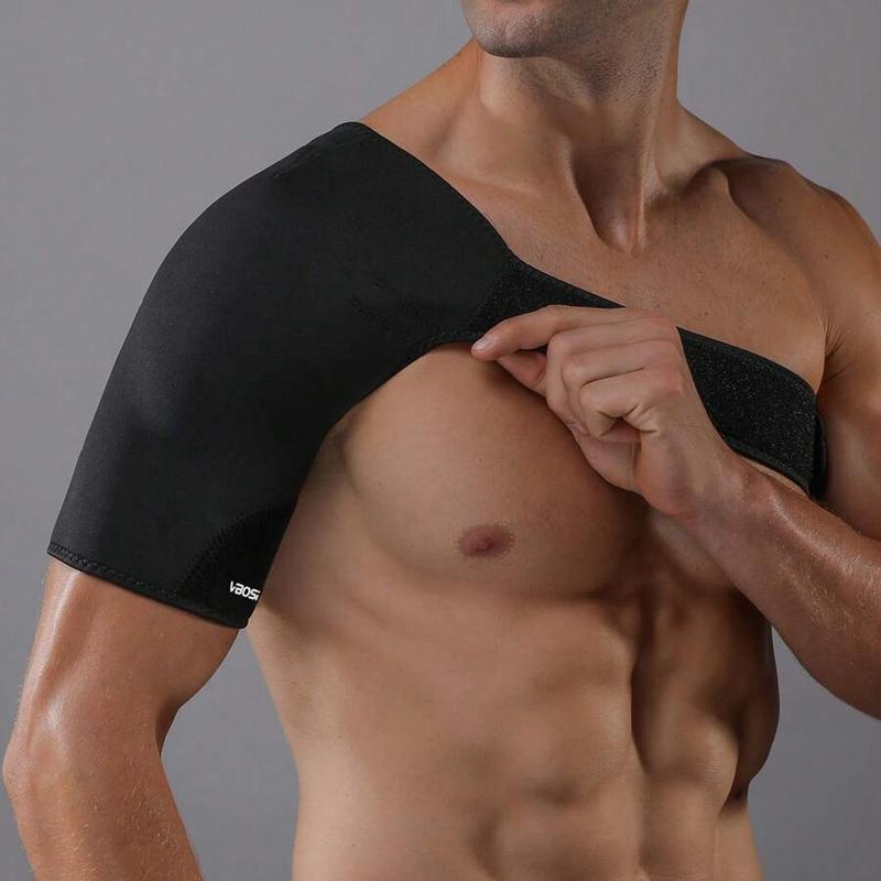 1pc Men Women Breathable Elastic Shoulder Support Rotator Cuff Brace Adjustable Fits Left And Right Arm For Men Women Gym Gym Accessories Healthcare Tool Black
