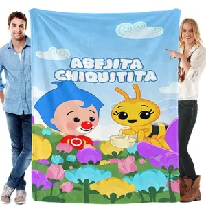 Plim Plim Plush Blanket Cozy Cartoon Pattern Blanket,Warm nap Blanket Enjoy a Fun Circus Trip with Plim Plim, Flannel Material Super Soft Baby Blanket Kids Gift